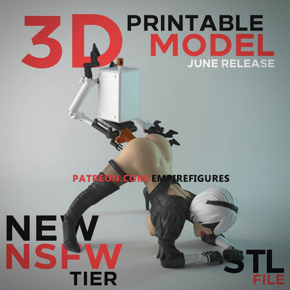 NIER Automata 2B | NSFW 3D Printed | Fun Art | Unpainted | Version | Figurine
