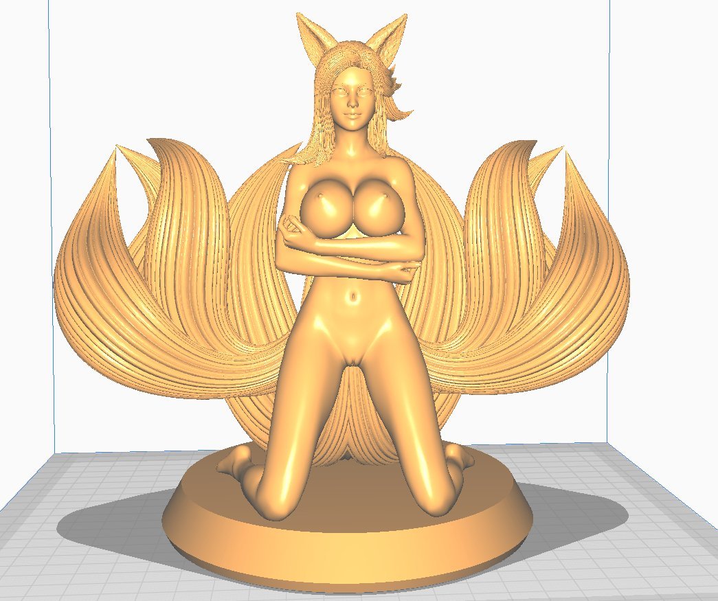 Nine Tailed Fox girl Nude NSFW 3D Printed Figure Garage Kit Unpainted Anime Resin Miniature