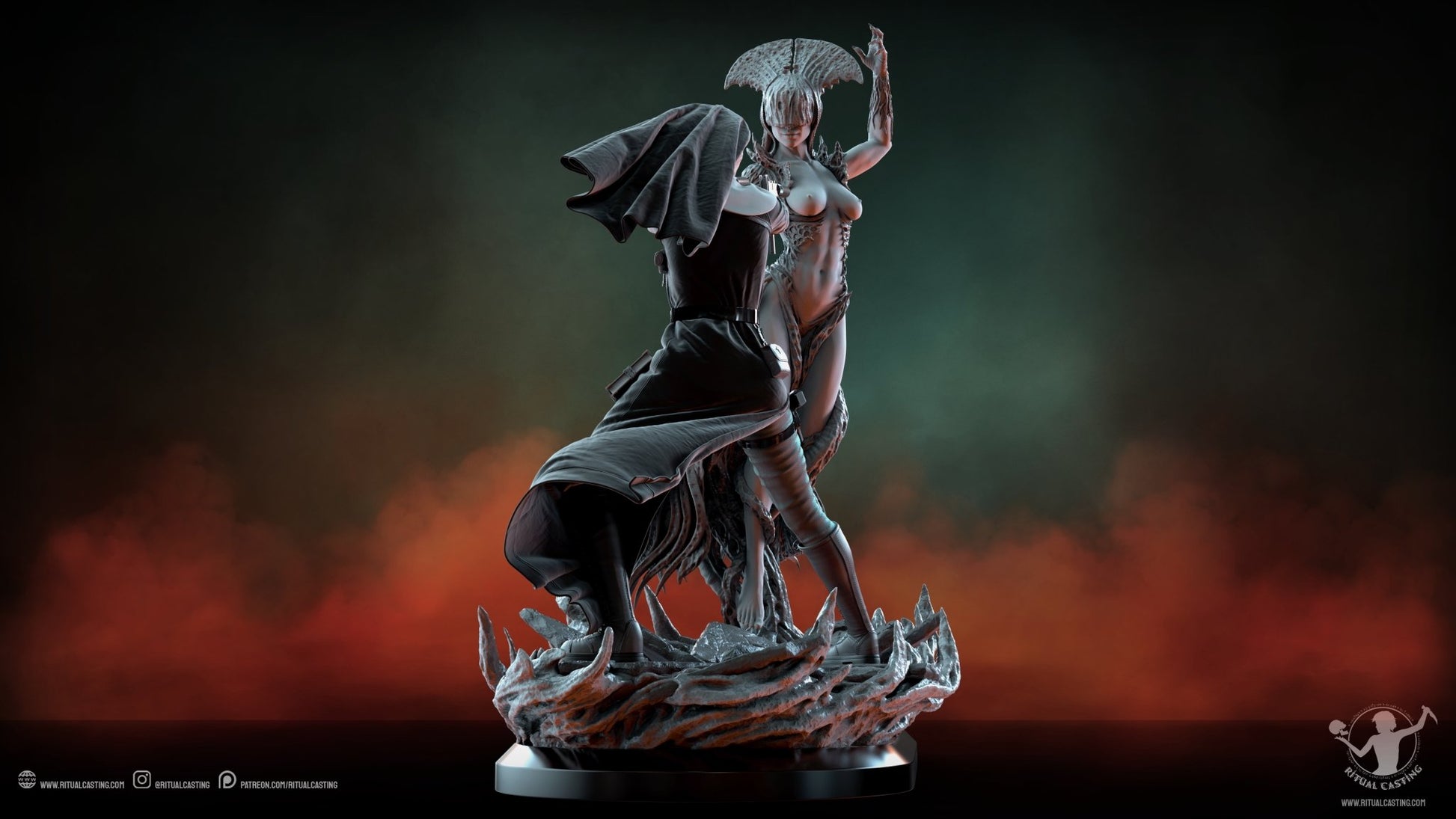 NSFW LADY SIN and SISTER MARY Diorama 3D Printed Miniature Fanart by Ritual Casting - Deus Spes Nostra diorama
