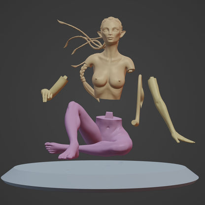 NSFW Resin Miniature Alien Female Naked 3D Printed Figurine Fanart Unpainted