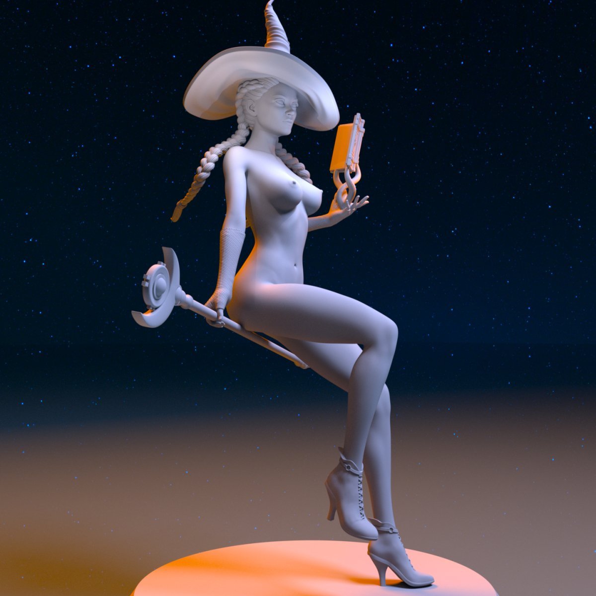 NSFW Resin Miniature Beautiful Witch Nude 3D Printed Figurine Fanart Unpainted