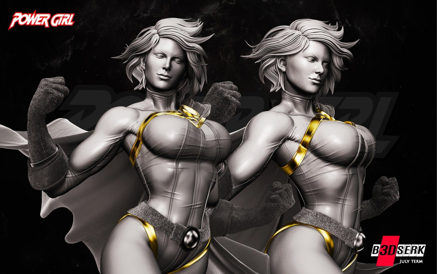 Power Girl 3D Printed Figurine FunArt | Diorama by B3DSERK UNPAINTED GARAGE KIT