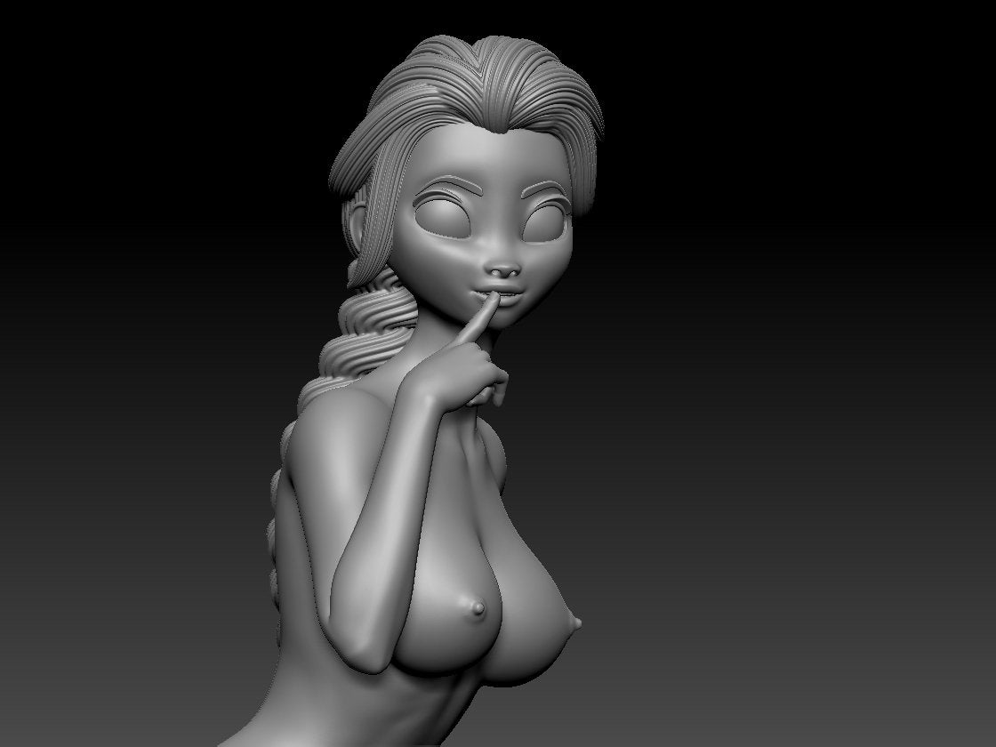 Princess Elsa NSFW 3D Printed Figurine Fanart Unpainted Miniature