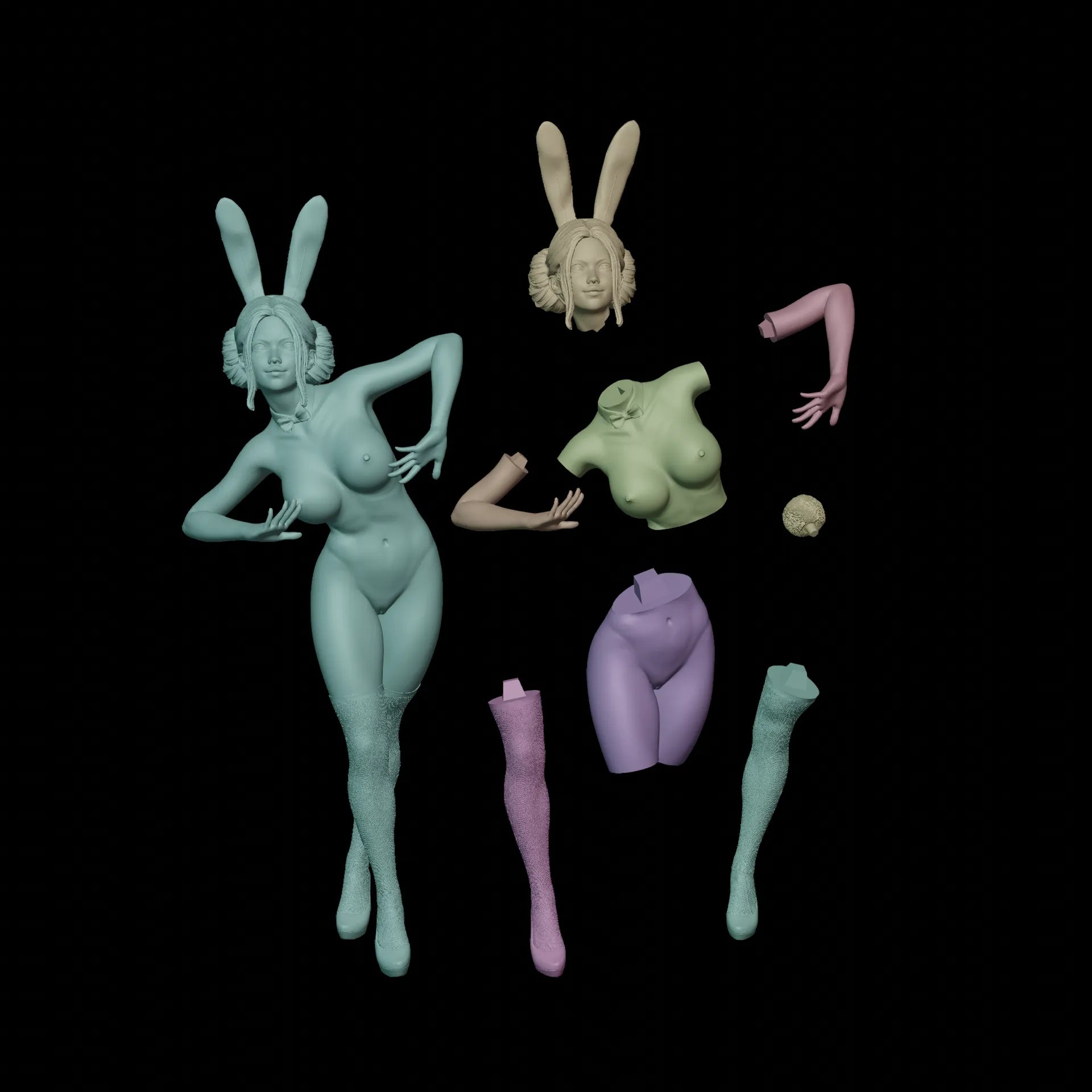 Rabbit Girl | 3D Printed | Fanart | Unpainted | NSFW Version | Figurine | Figure | Miniature | Sexy |