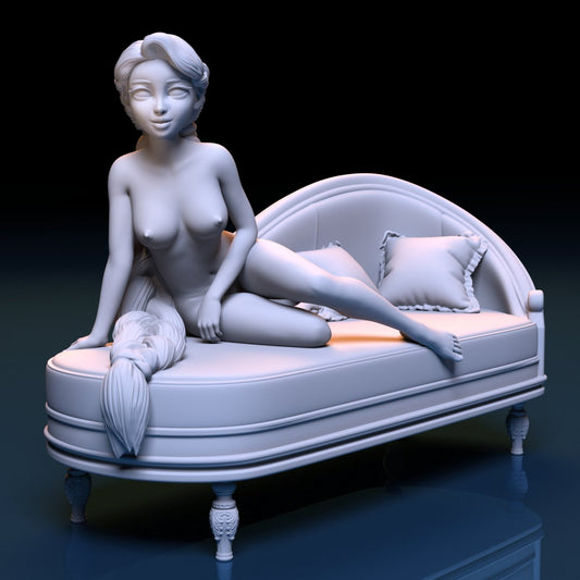 Rapunzel NSFW 3D Printed Figurine Fanart Unpainted Miniature