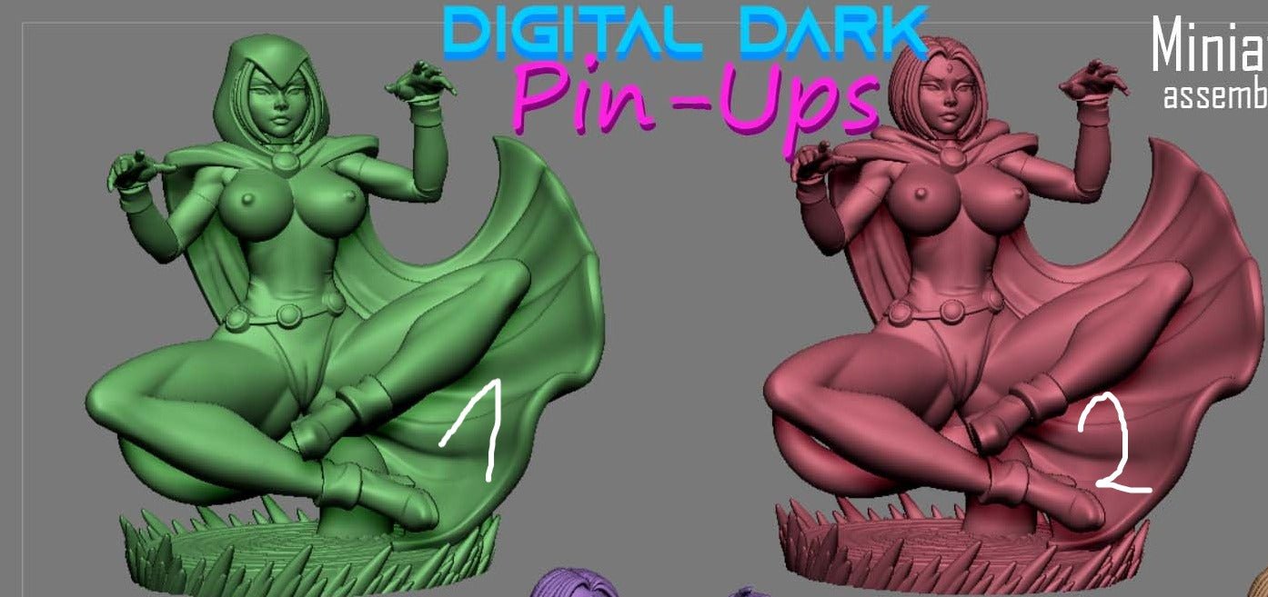 Raven 3D Printed Miniature FunArt by Digital Dark Pin-Ups