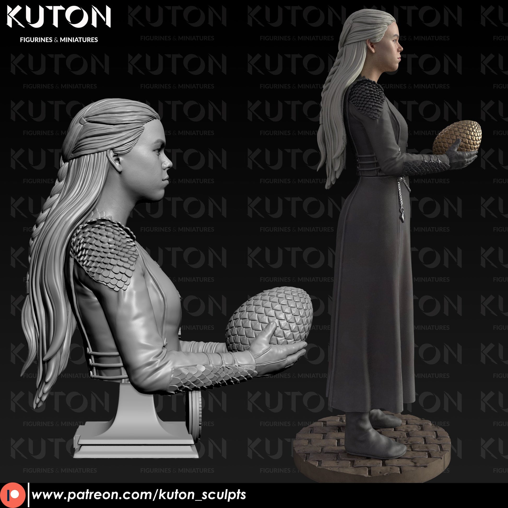 Rhaenyra BUST 3d printed Resin Figure Model Kit miniatures figurines collectibles and scale models UNPAINTED Fun Art by KUTON FIGURINES