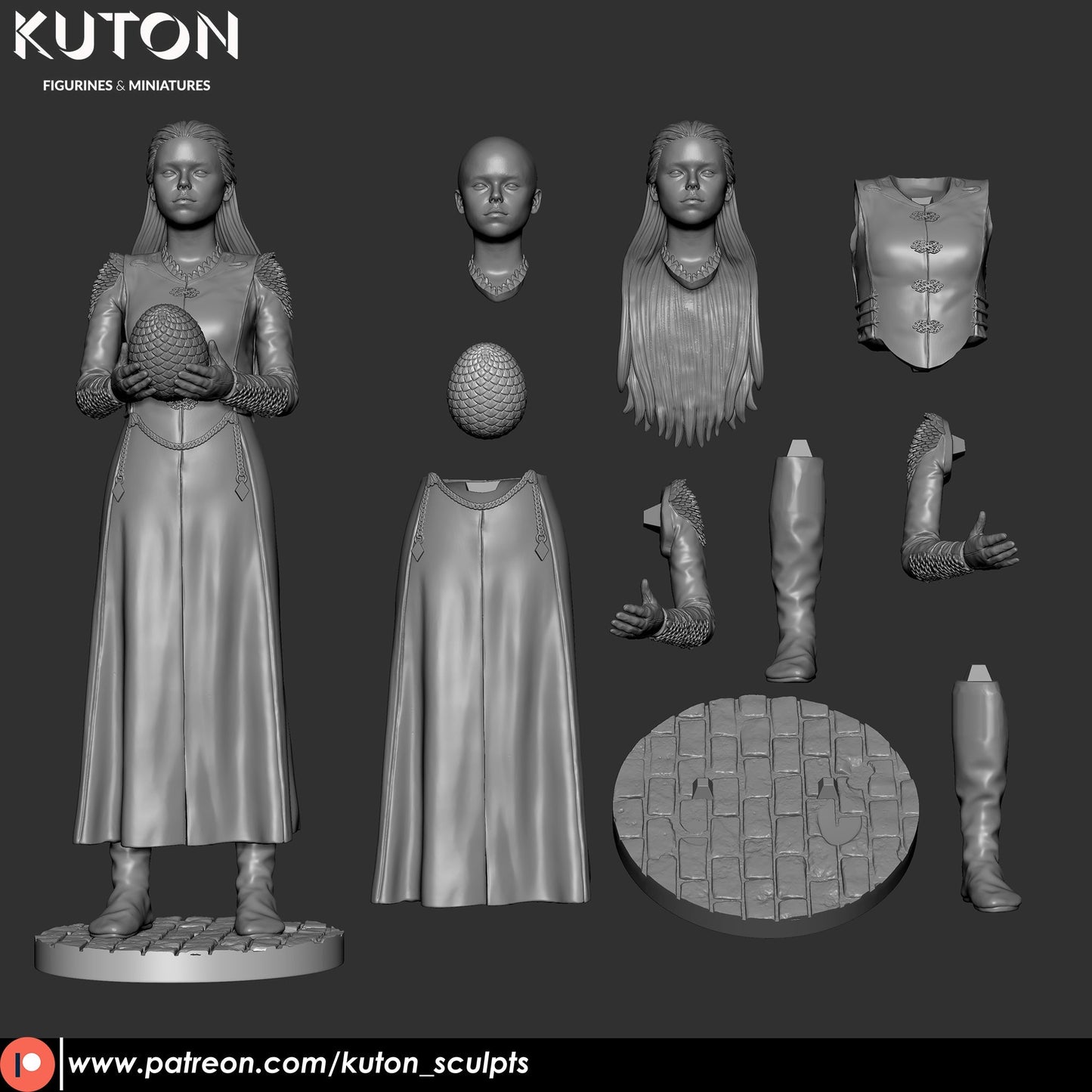 Rhaenyra DIORAMA 3d printed Resin Figure Model Kit miniatures figurines collectibles and scale models UNPAINTED Fun Art by KUTON FIGURINES