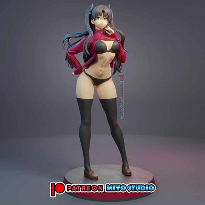 Rin Tohsaka Anime Figure Resin 3D Printed Fanart DIY Garage Kit , Unpainted , Sexy Miniature , Waifu , Adult Figurine ,
