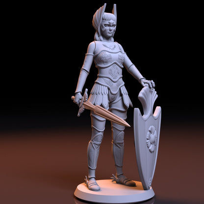 Roman female warrior 3D Printed Figurine Fanart Unpainted Miniature
