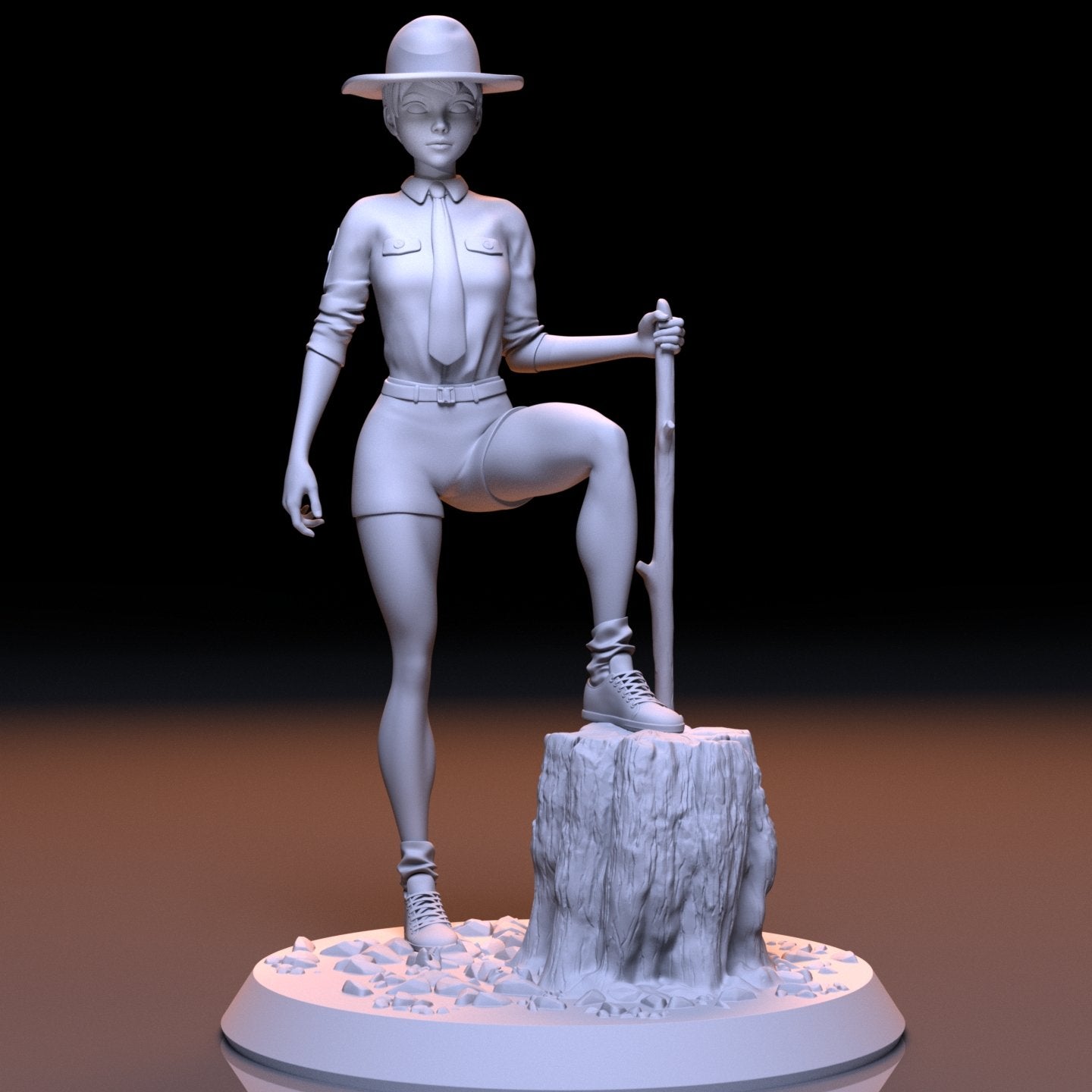 Rover Scouts Girl 3D Printed Figurine Fanart Unpainted Miniature