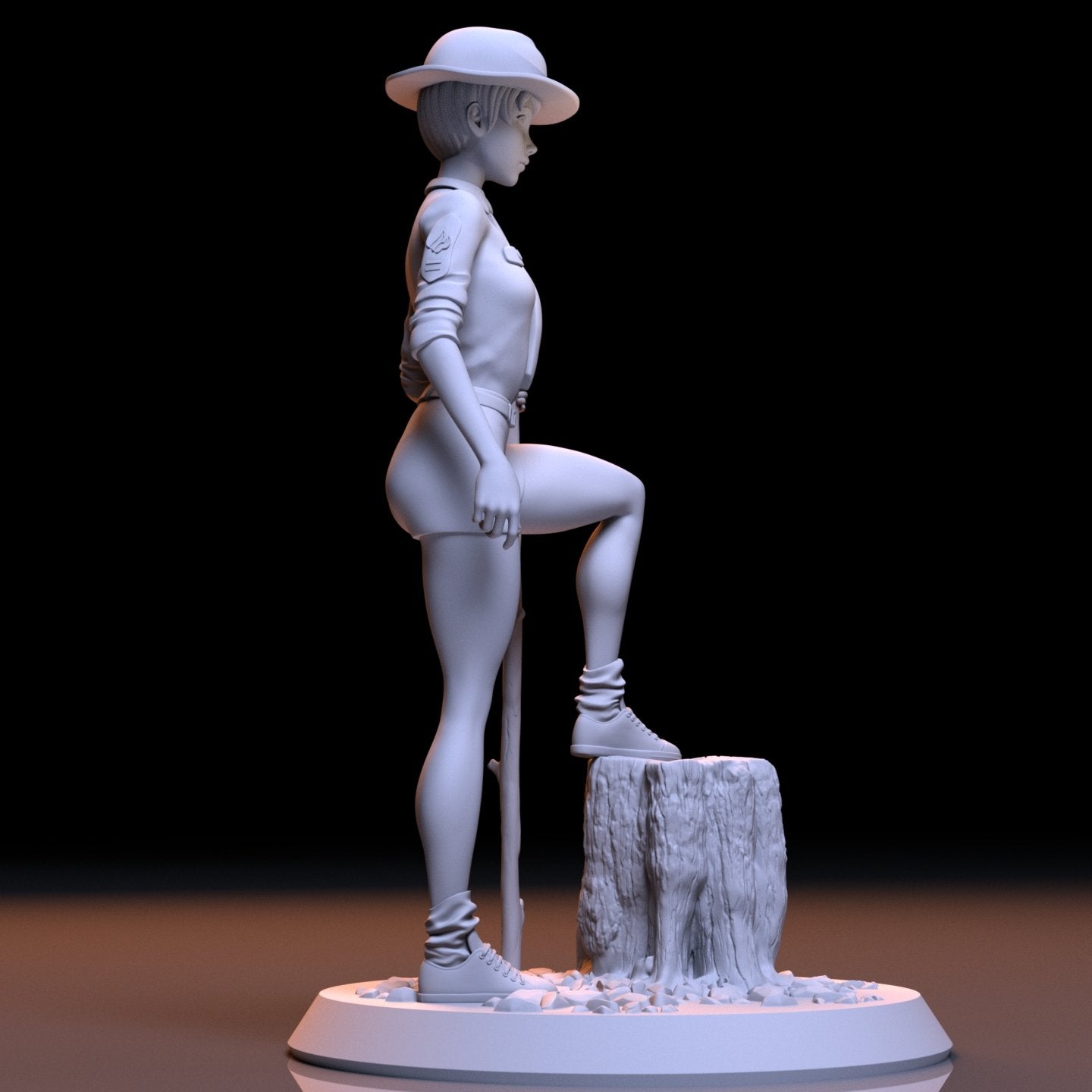 Rover Scouts Girl 3D Printed Figurine Fanart Unpainted Miniature