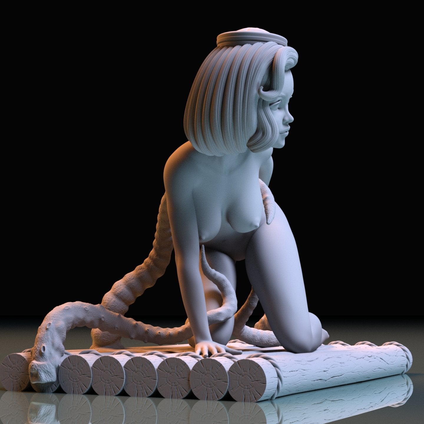 Sailor Girl and tentacles NSFW 3D Printed Figurine Fanart Unpainted Miniature Collectibles