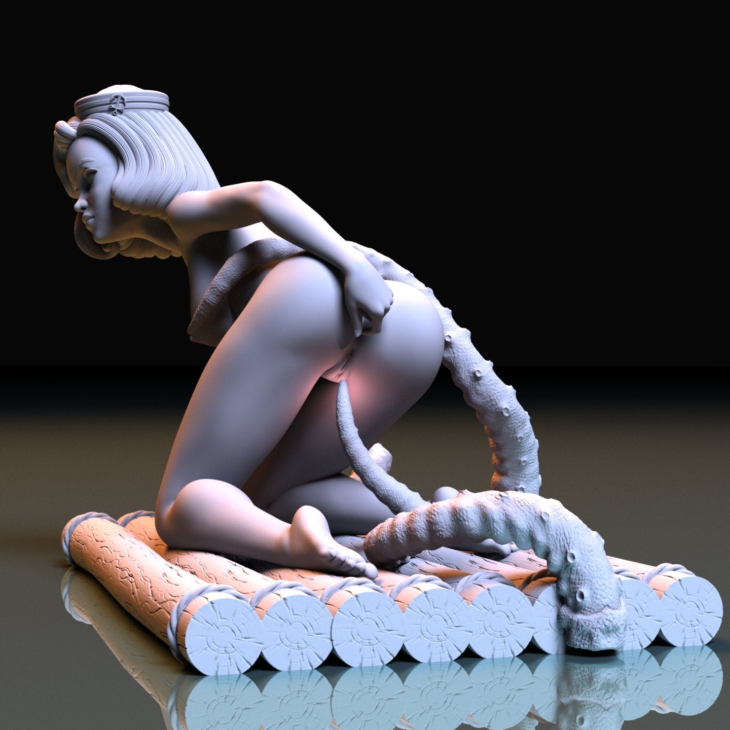 Sailor Girl and tentacles NSFW 3D Printed Figurine Fanart Unpainted Miniature Collectibles