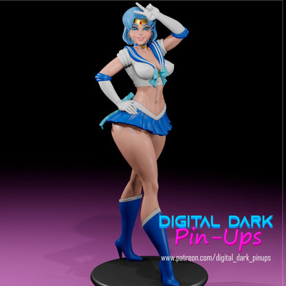 Sailor Mercury 3D Printed Miniature FunArt by Digital Dark Pin-Ups Scaled Collectables Statues & Figurines