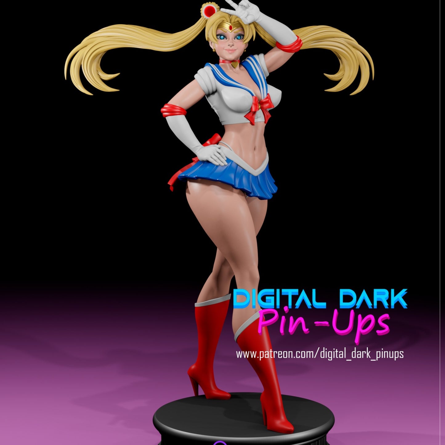 Sailor Moon 3D Printed Miniature FunArt by Digital Dark Pin-Ups Scaled Collectables Statues & Figurines