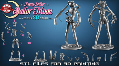 Sailor Moon 3D Printed Resin Figure Model Kit FunArt | Diorama by SANIX3D UNPAINTED GARAGE KIT