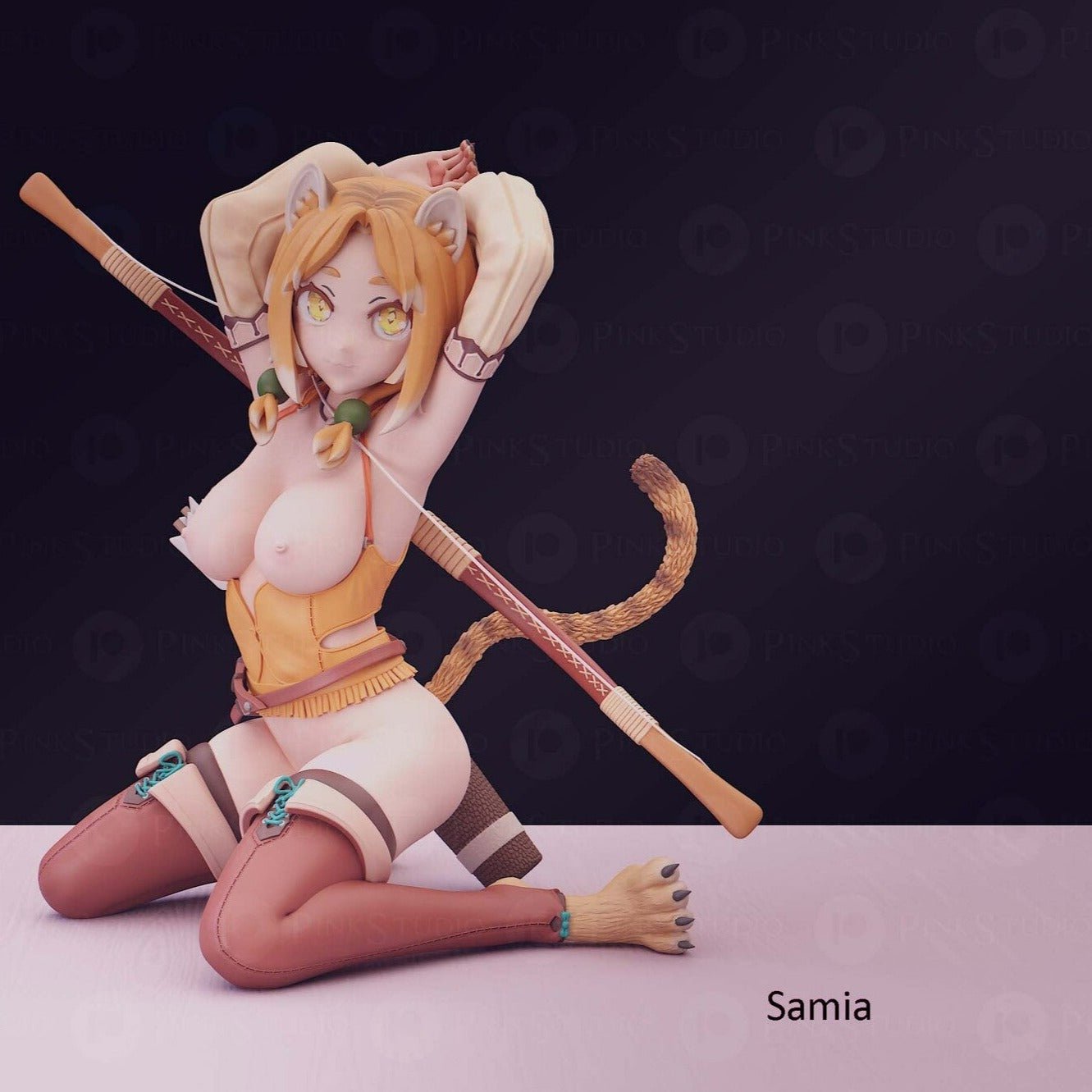 Samia NSFW Firure 3D Printed Fanart DIY Garage Kit , Unpainted , NSFW Figurine , Nude Figurine , Sexy Miniature , Bondage figure , Naked Waifu , Adult Figurine , Anime Figure