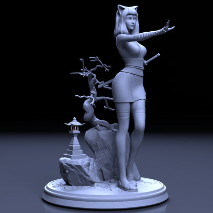 Samurai girl 3D Printed Miniature Fanart Unpainted