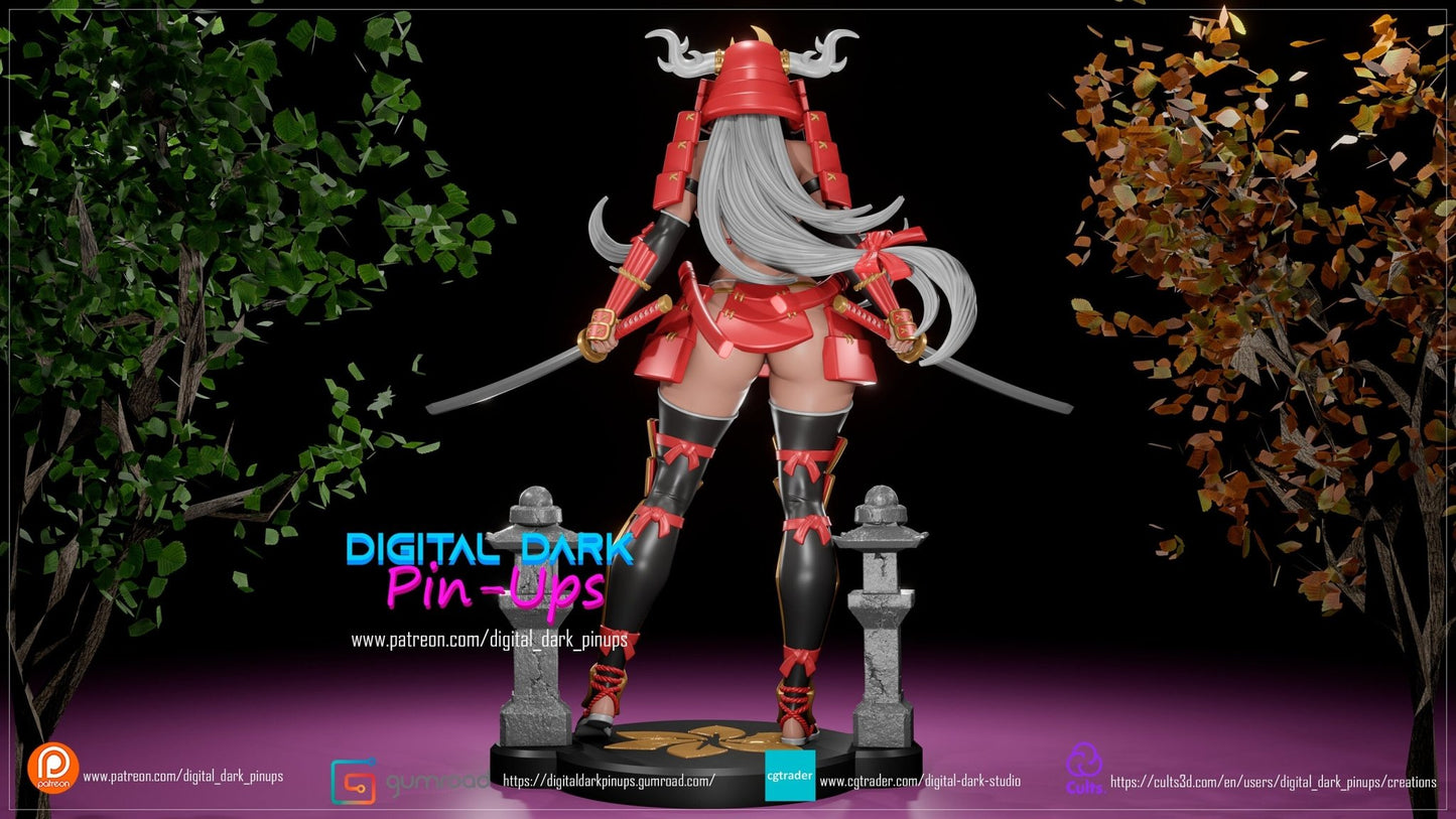 Samurai Girl | 3D Printed Miniature | FunArt | by Digital Dark Pin-Ups