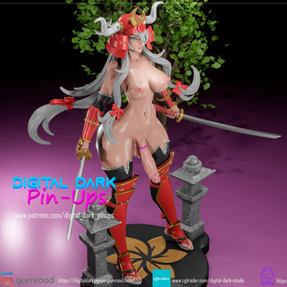 Samurai Girl FUTA | NSFW 3D Printed Miniature | FunArt | Unpaintedby Digital Dark Pin-Ups
