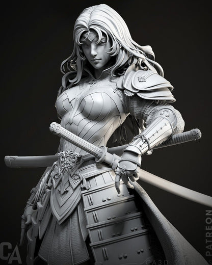 Samurai Wonder Woman 3d printed Miniature Scaled Statue Figure SFW NSFW