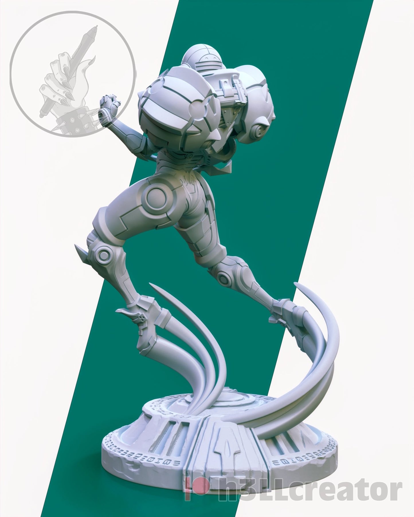 Samus Aran 3D printed miniatures figurines collectibles and scale models UNPAINTED Fun Art by h3LL creator