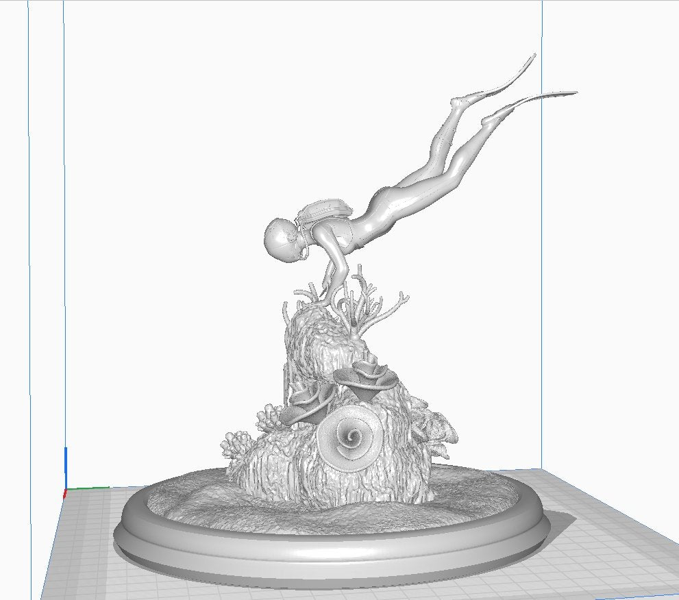 Scuba Diver 3D Printed Miniature Fanart Unpainted