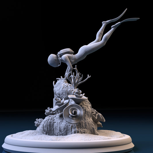 Scuba Diver 3D Printed Miniature Fanart Unpainted