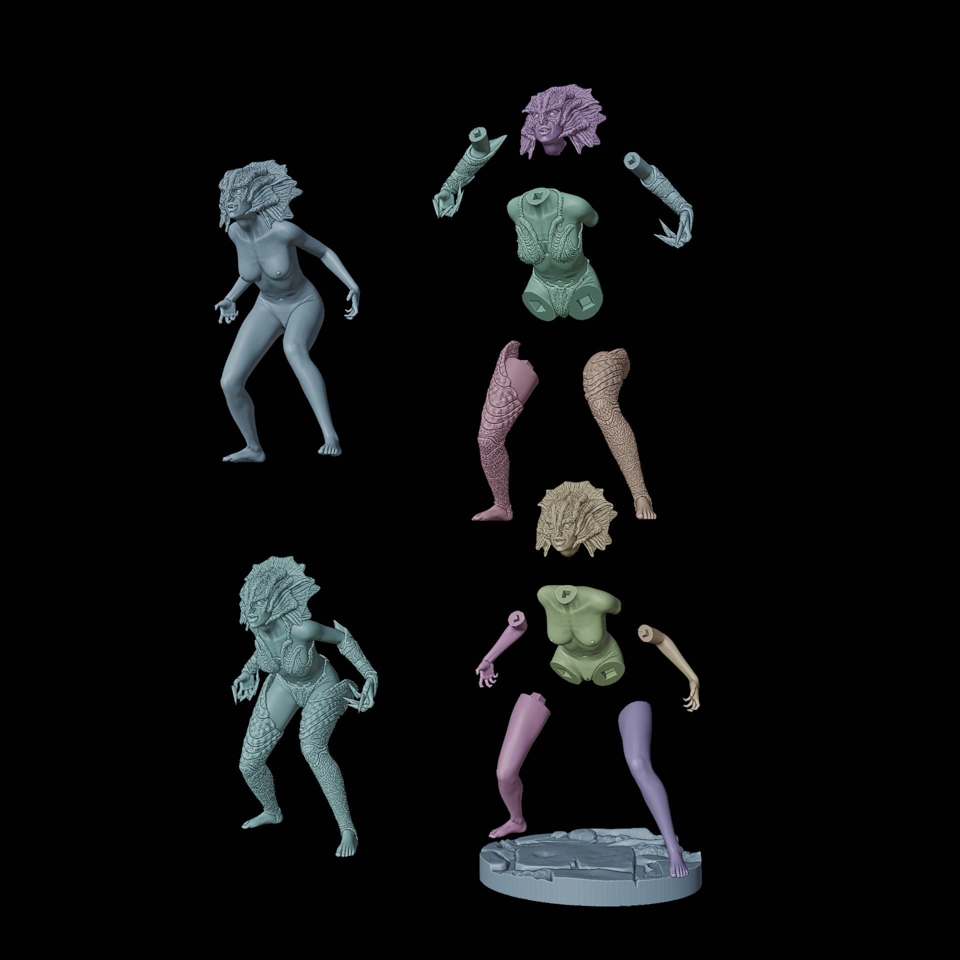 Sea Warrior Girl | 3D Printed | Fanart | Unpainted | NSFW Version | Figurine | Figure | Miniature | Sexy |