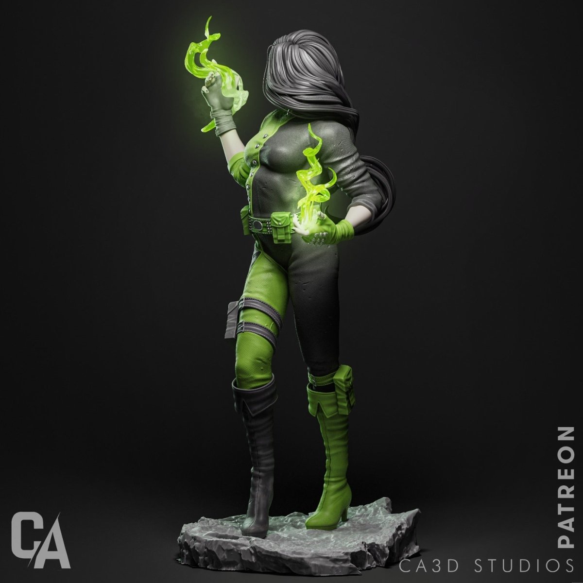 Shego 3d printed Miniature Scaled Statue Figure by CA3D