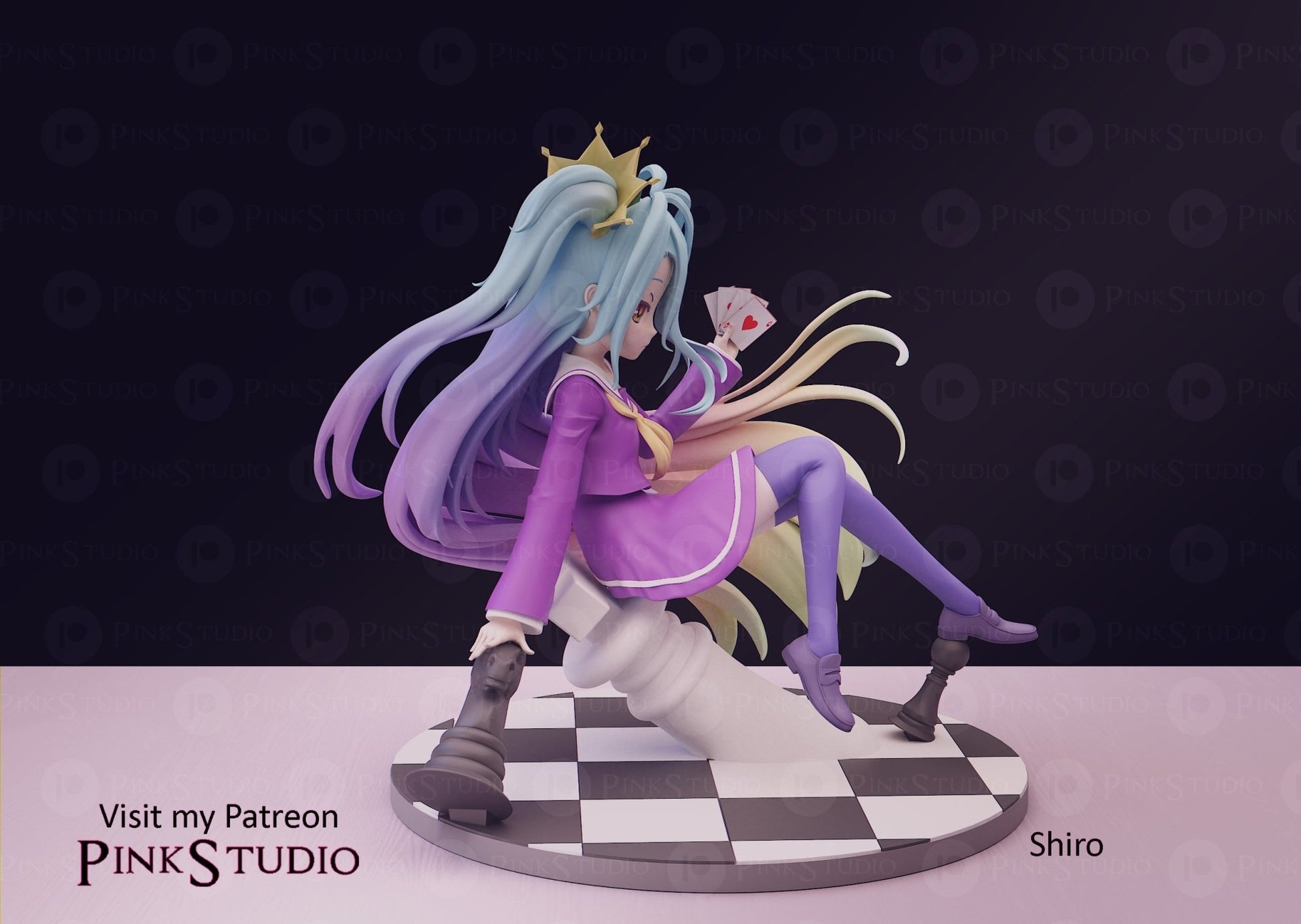 Shiro 3D Printed Anime Miniature Fanart by Pink Studio