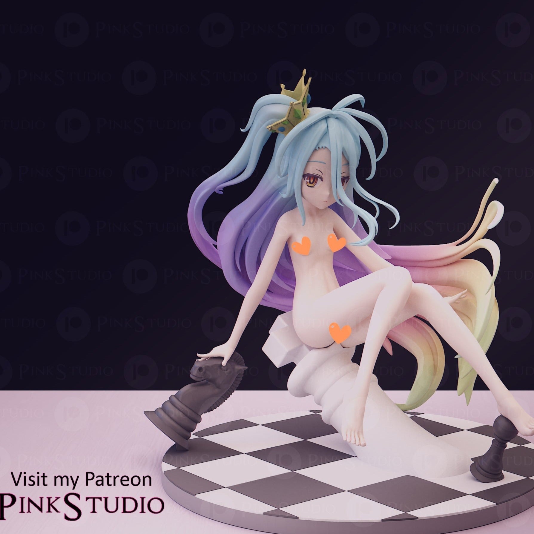 Shiro NSFW 3D Printed Anime Figurine Fanart by Pink Studio