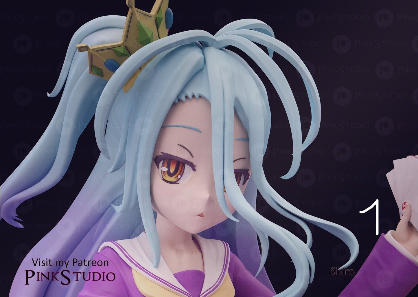 Shiro NSFW 3D Printed Anime Figurine Fanart by Pink Studio