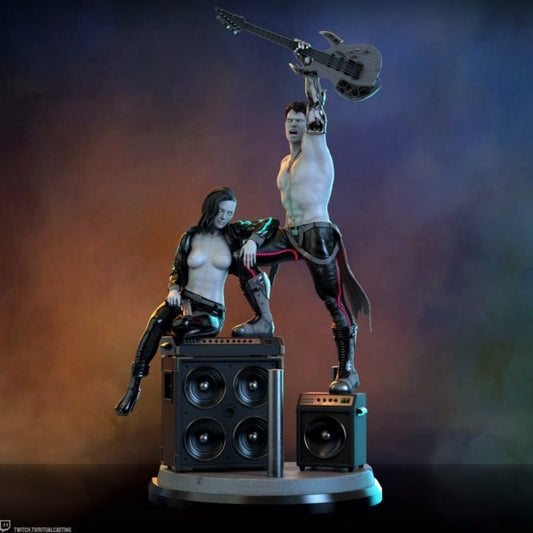 SILVERHAND AND ROGUE Cyberpunk NSFW 3D Printed DioramaMiniature by Ritual Casting