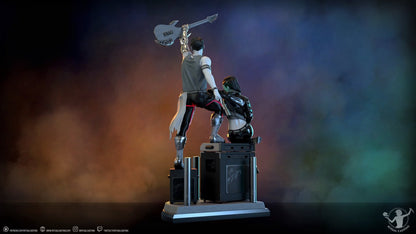 SILVERHAND AND ROGUE Cyberpunk , SFW 3D Printed Fanart DIY Garage Kit , Unpainted Diorama
