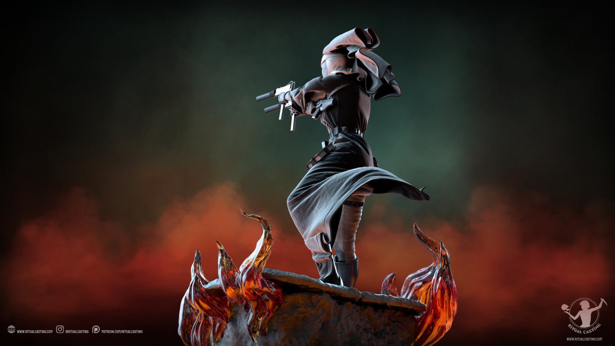 SISTER MARY 3D Printed Miniature Fanart by Ritual Casting Deus Spes Nostra diorama