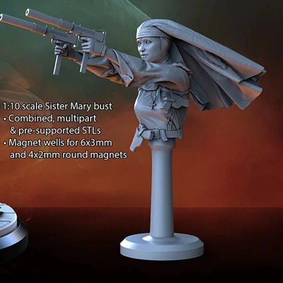 SISTER MARY BUST 3D Printed Miniature Fanart by Ritual Casting Deus Spes Nostra dirama