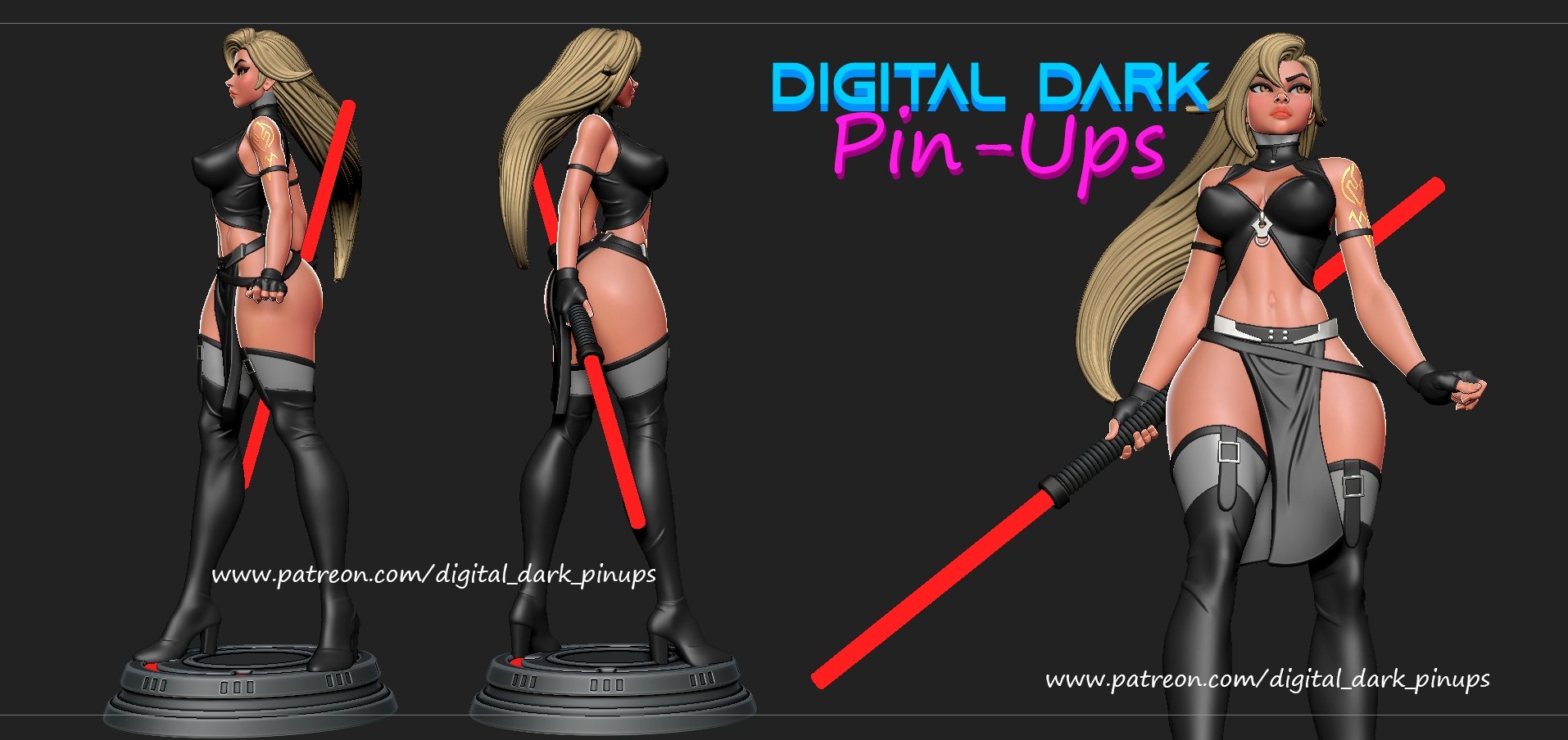 Sith Girl 3D Printed Miniatures FunArt by Digital Dark Pin-Ups