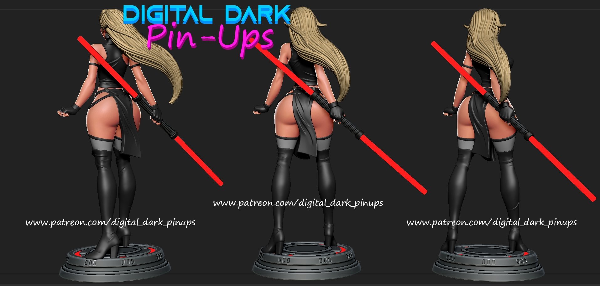 Sith Girl 3D Printed Miniatures FunArt by Digital Dark Pin-Ups