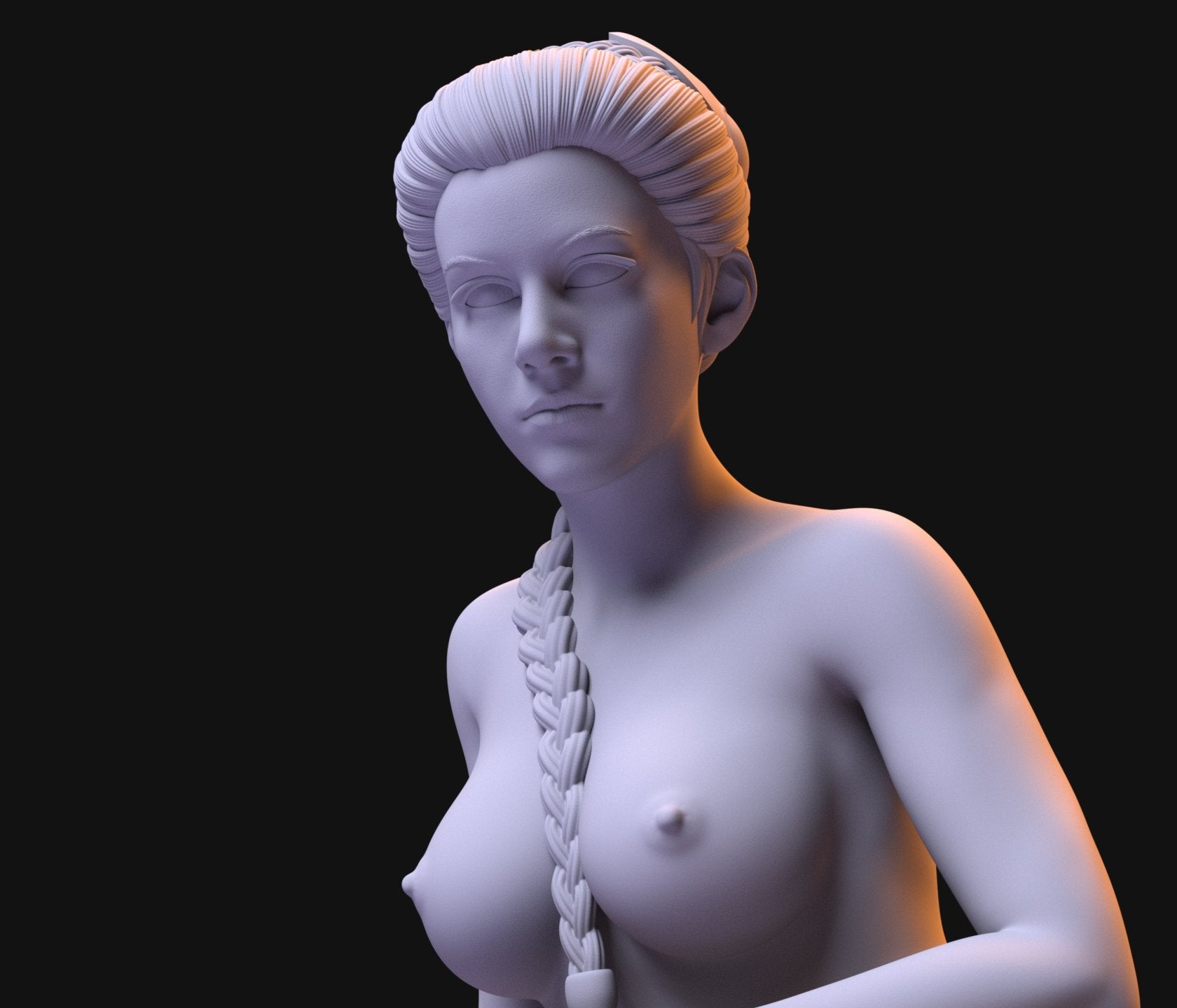 Slave Leia NSFW 3D Printed Figurine Fanart Unpainted Miniature Collectibles