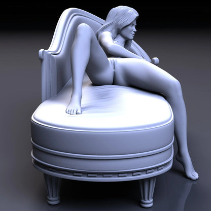 Sofa girl 2 | 3D Printed | Fanart | Unpainted | NSFW Version | Figurine