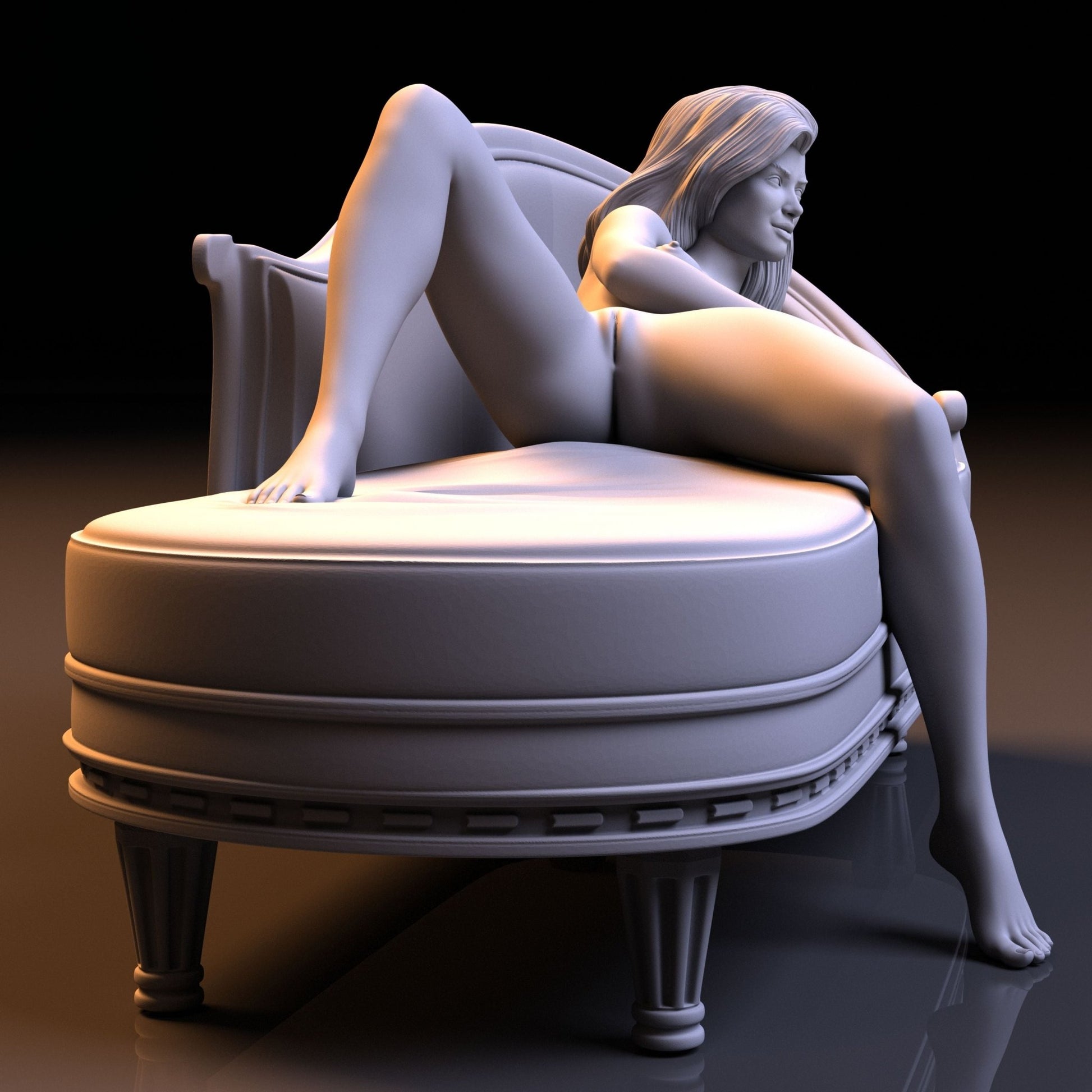 Sofa girl 2 | 3D Printed | Fanart | Unpainted | NSFW Version | Figurine