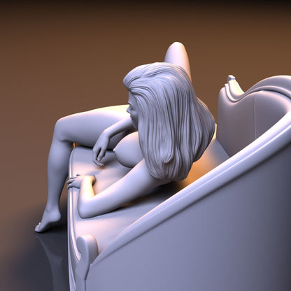 Sofa girl 2 | 3D Printed | Fanart | Unpainted | NSFW Version | Figurine