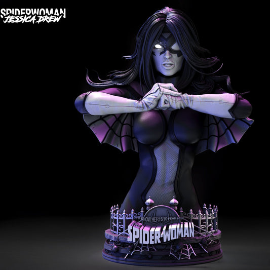 Spider Woman BUST 3D Printed Figurine FunArt by Wicked UNPAINTED GARAGE KIT