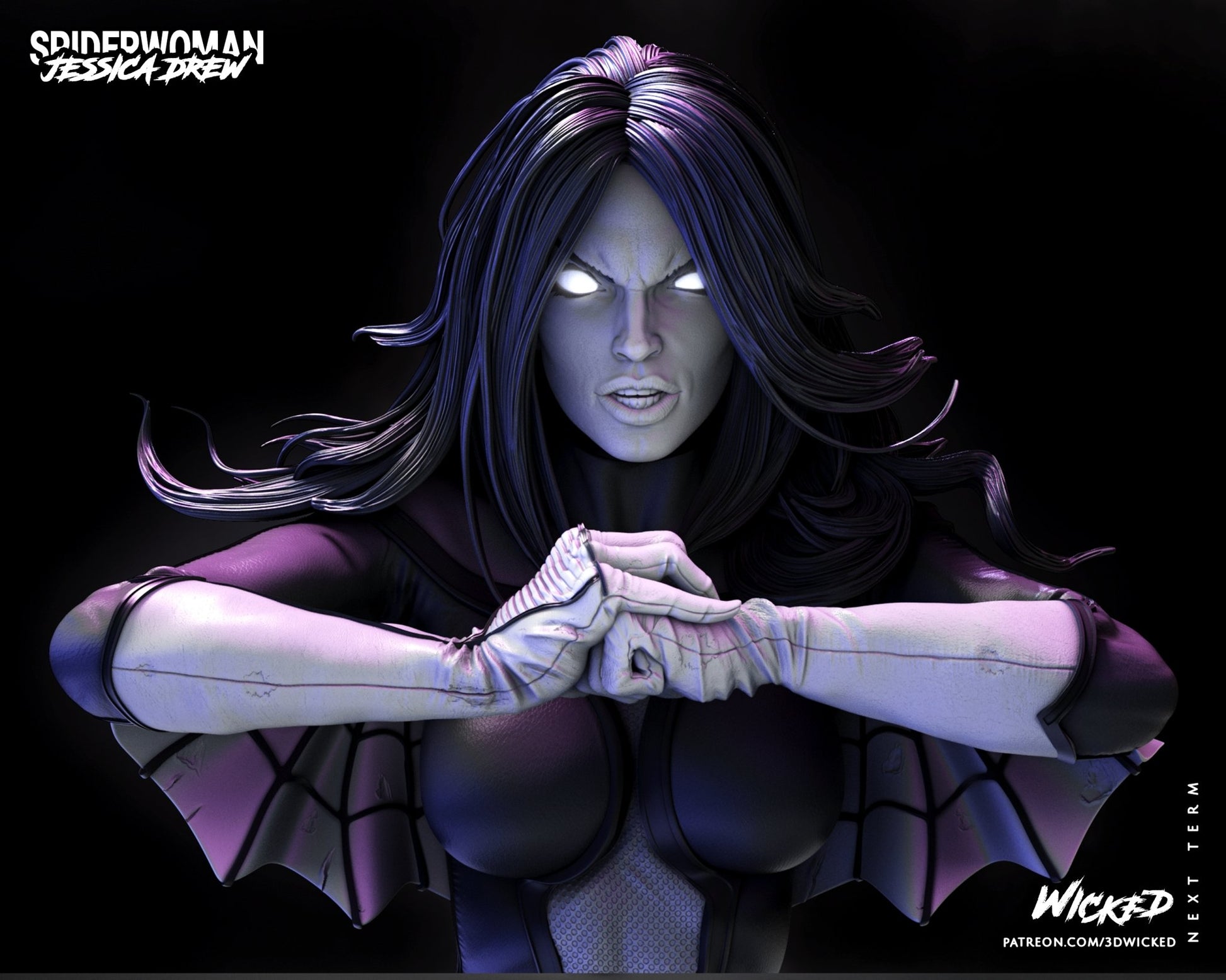 Spider Woman BUST 3D Printed Figurine FunArt by Wicked UNPAINTED GARAGE KIT