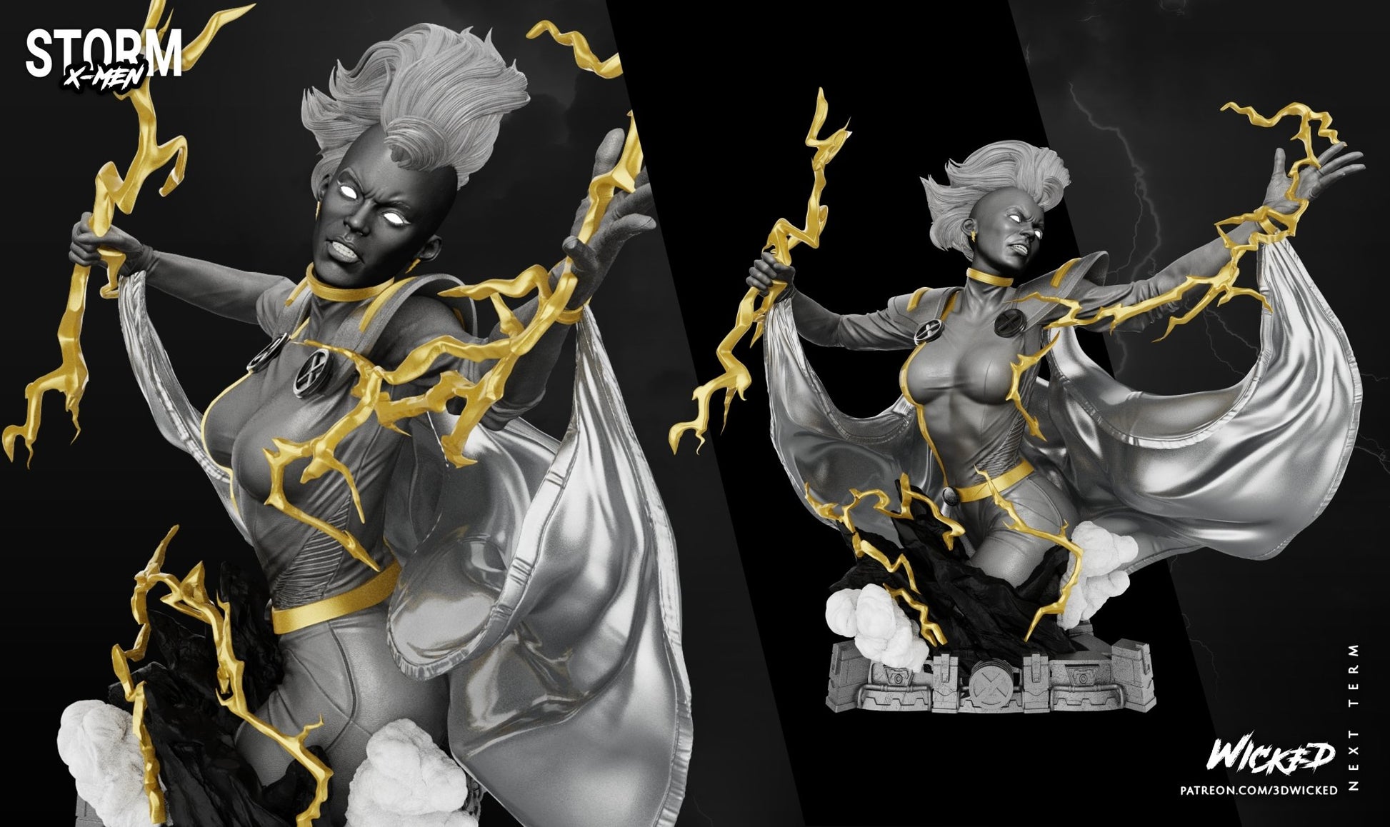 Storm BUST 3D Printed Figurine FunArt Collectable by Wicked UNPAINTED GARAGE KIT