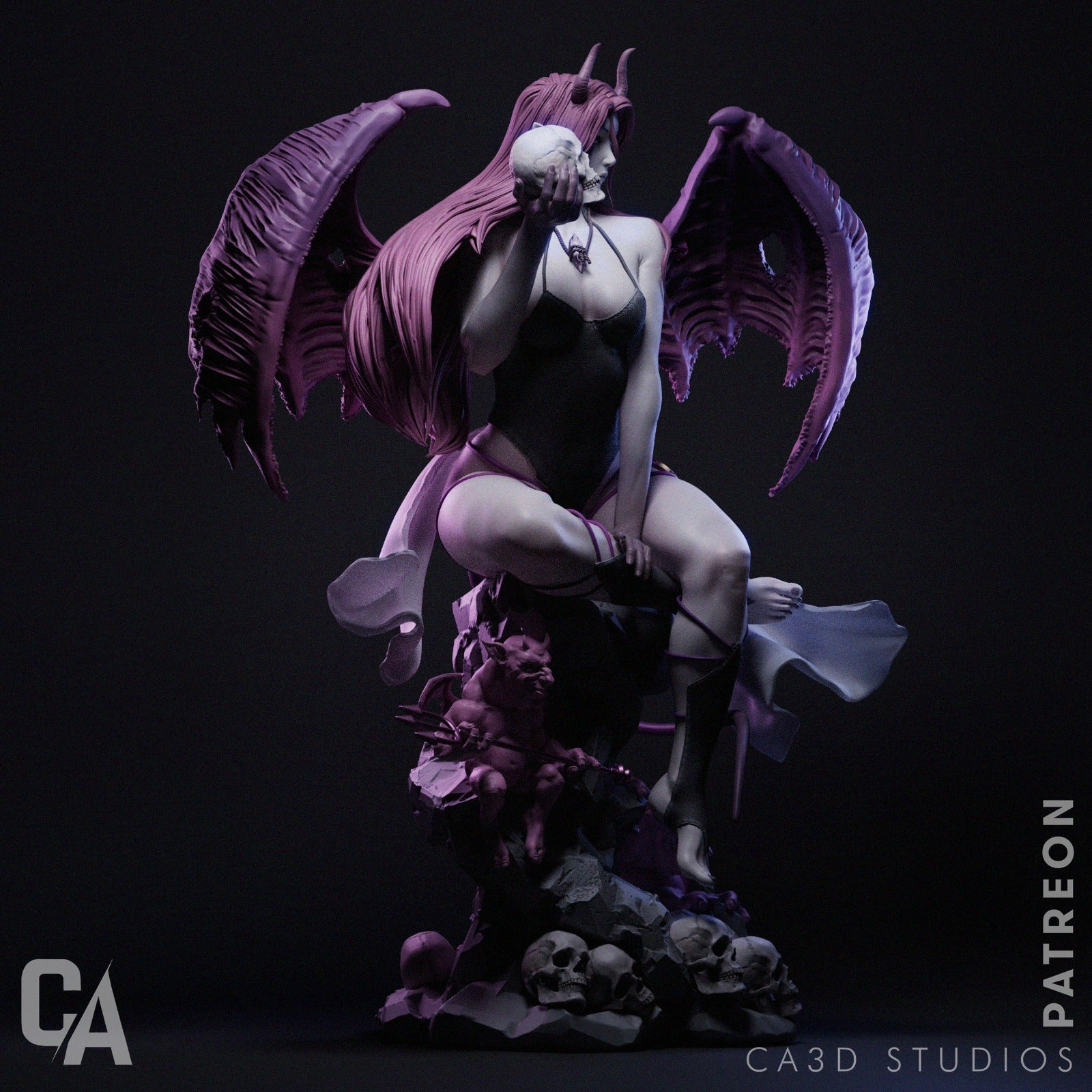 Succubus 3D Printed Miniature FunArt Statues & Figurines & Collectible Unpainted by ca_3d_art