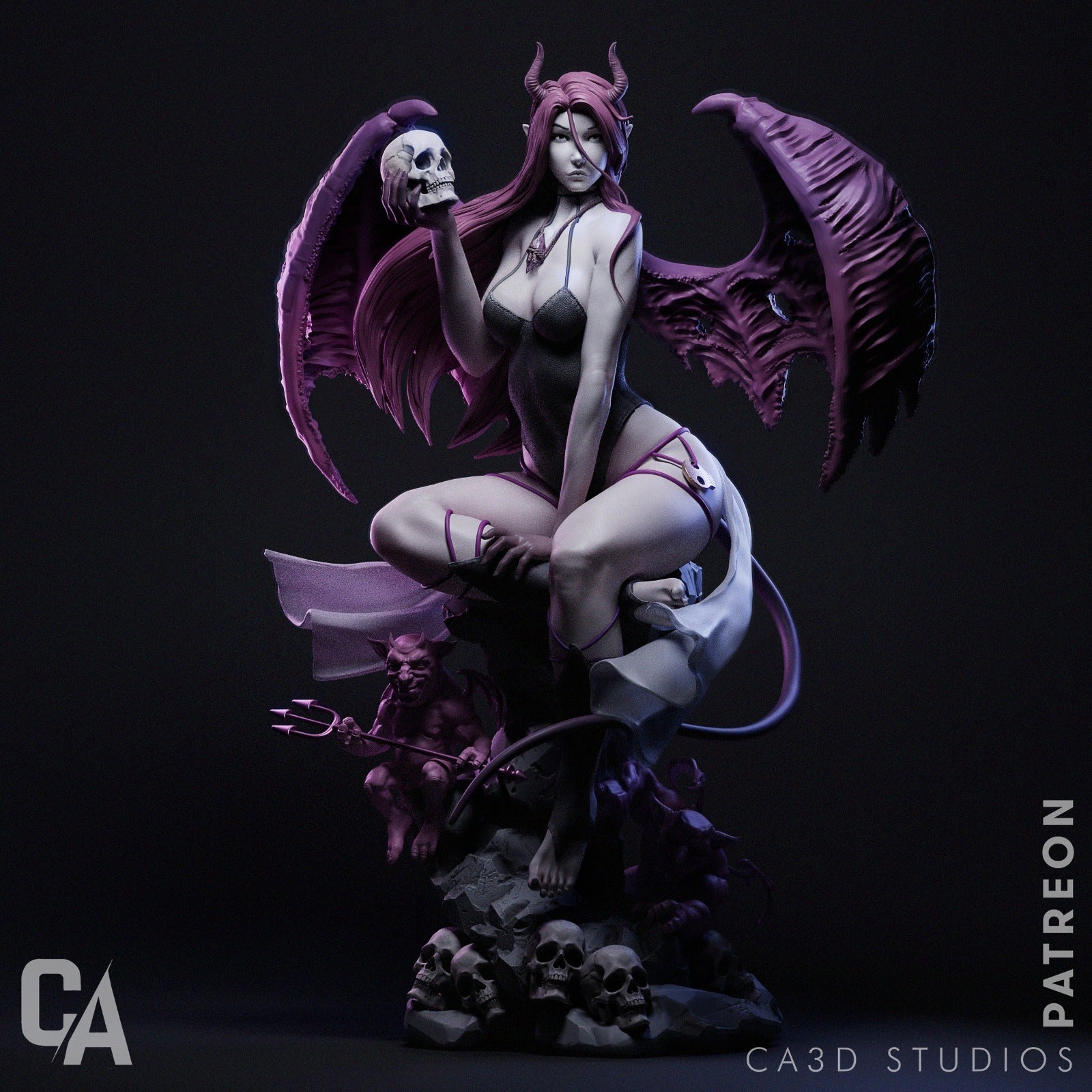 Succubus 3D Printed Miniature FunArt Statues & Figurines & Collectible Unpainted by ca_3d_art