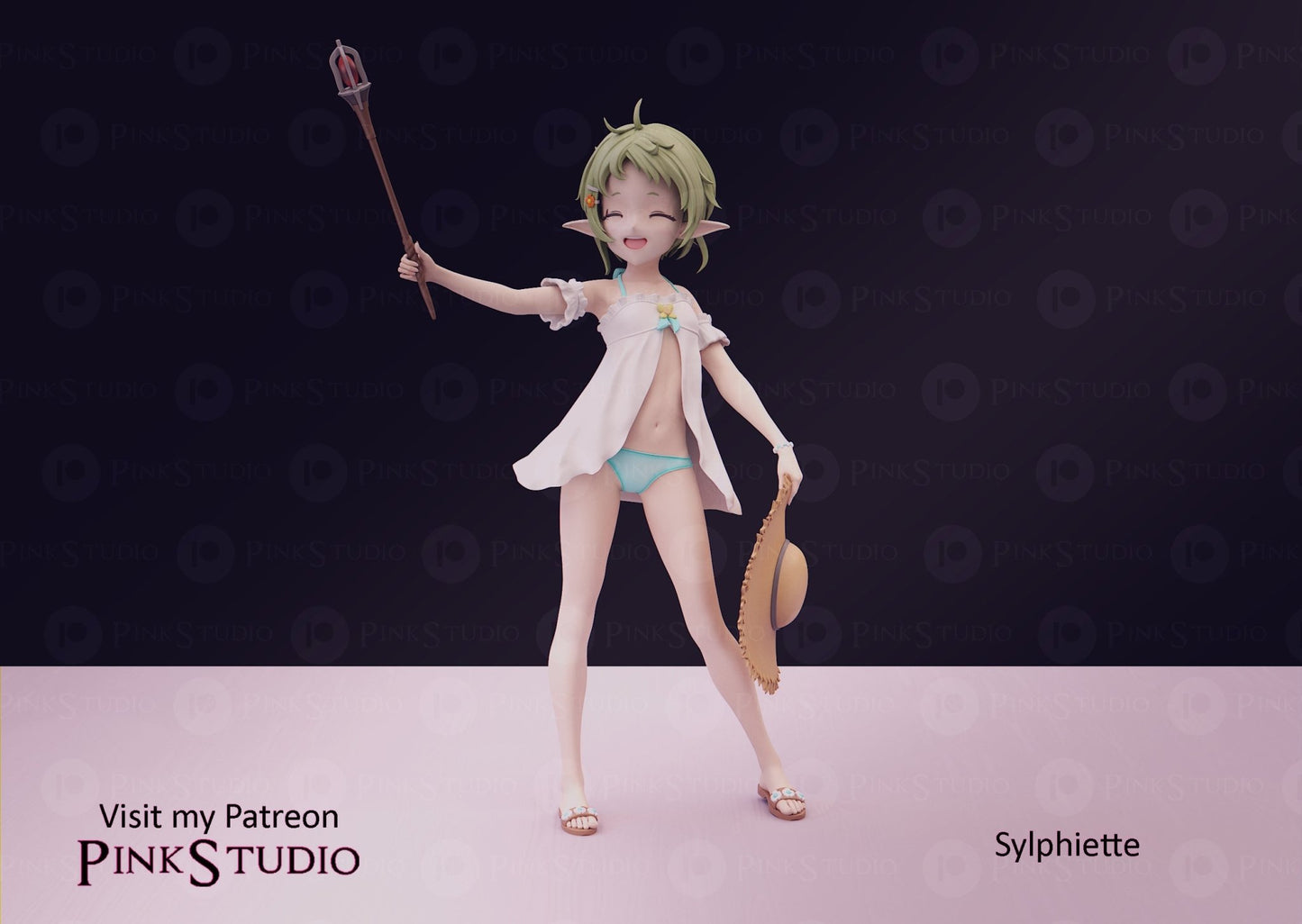Sylphiette 3D Printed Anime Miniature Fanart by Pink Studio